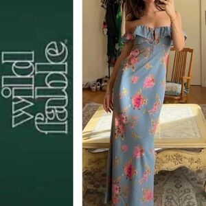 NWT Wild Fable Blue Floral Off-Shoulder Maxi Dress Size XS
